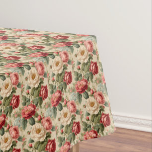 Vintage Rose Junk Journal Page Tablecloth