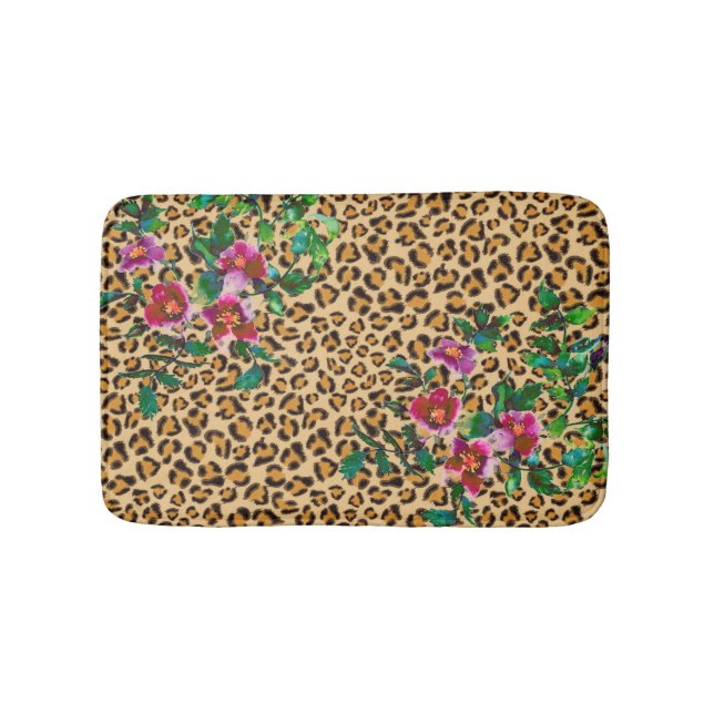 Vintage Rose - leopard detail Bath Mat (Front)