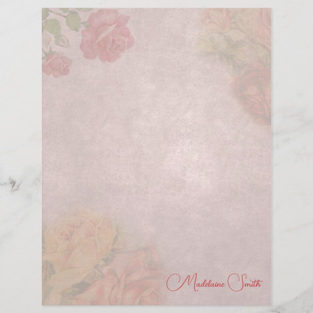 Vintage Rose Letterhead with Personalisation (Front)