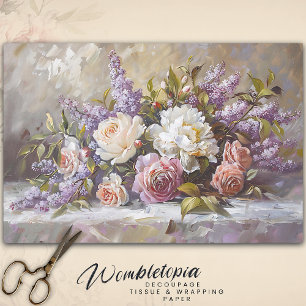 Vintage Rose & Lilac Bouquet Floral Decoupage Tissue Paper