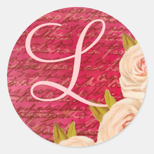 Vintage Rose Monogram L Wedding Seal (Front)