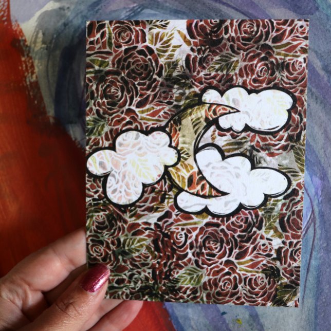 Vintage Rose Moon Abstract Roses Moonchild Pattern Postcard (Creator Uploaded)