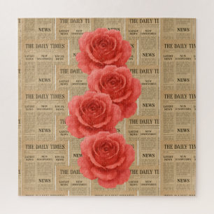 Vintage Rose on Antique Paper Jigsaw Puzzle