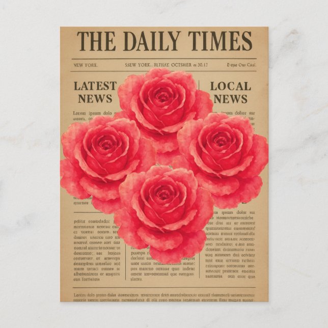 Vintage Rose on Antique Paper Postcard (Front)