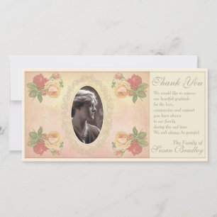 Vintage Rose Oval Photo Frame Sympathy Thank You Card