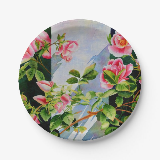 Vintage Rose Paper Plate (Front)