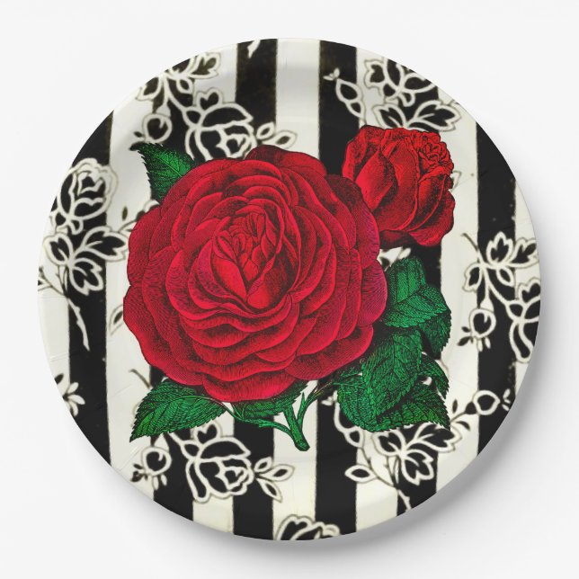 Vintage Rose Paper Plates (Front)