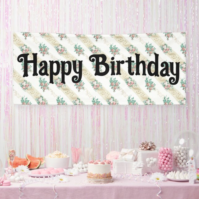 Vintage Rose Pattern - Custom Banner (Party)