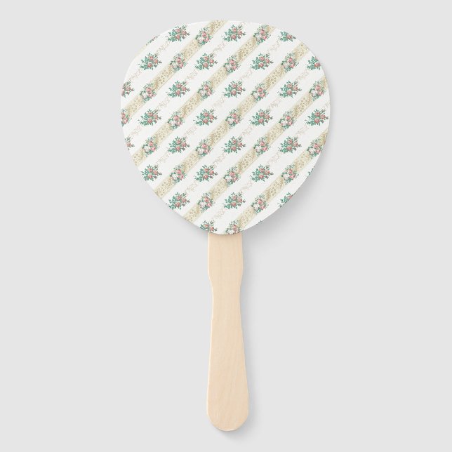 Vintage Rose Pattern - Hand Fan (Front)