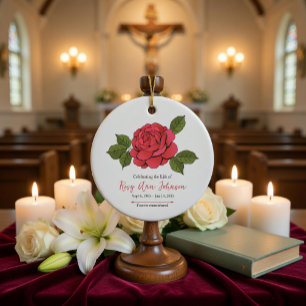 Vintage Rose Peony Sympathy Ceramic Tree Decoration