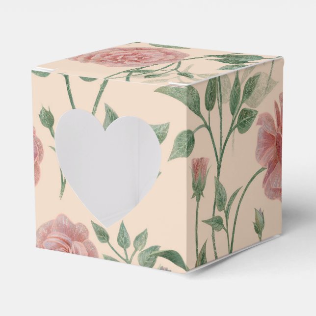 Vintage rose petals favour box (Front Side)
