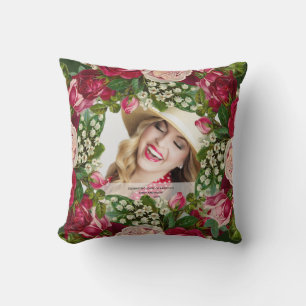 Vintage Rose PHOTO gift - ANY OCCASION - EDIT TEXT Cushion