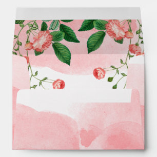 Vintage Rose Pink Floral 5x7 Wedding Invitation  Envelope