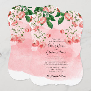 Vintage Rose Pink Floral Botanical Wedding Invitat Invitation