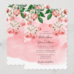 Vintage Rose Pink Floral Botanical Wedding Invitat Invitation