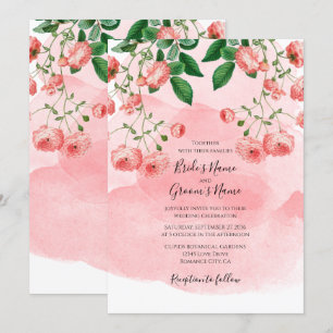 Vintage Rose Pink Floral Botanical Wedding Invitation