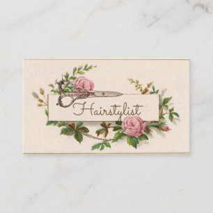 vintage rose pink hairstylist hair stylist floral business card