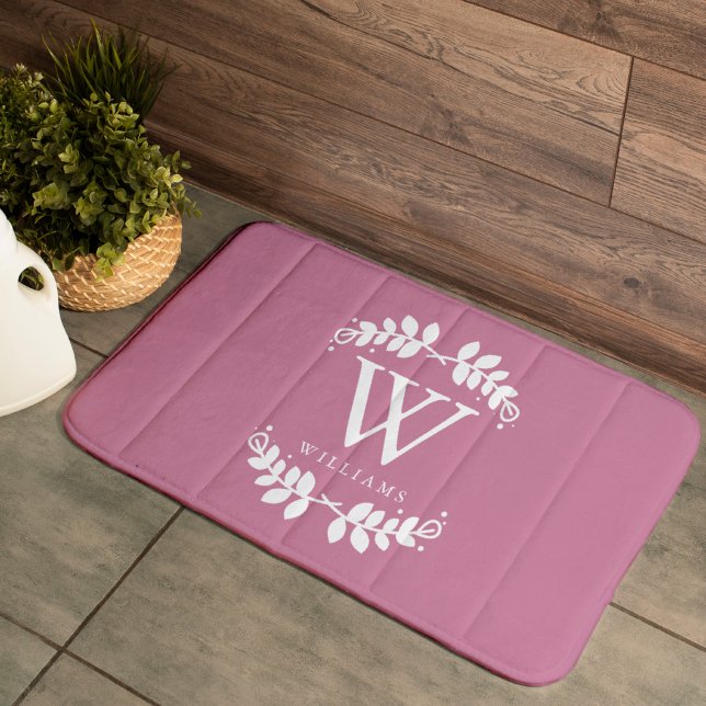 Vintage Rose Pink Monogram Bath Mat (Creator Uploaded)