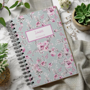 Vintage Rose Pink Personalised Journal Notebook