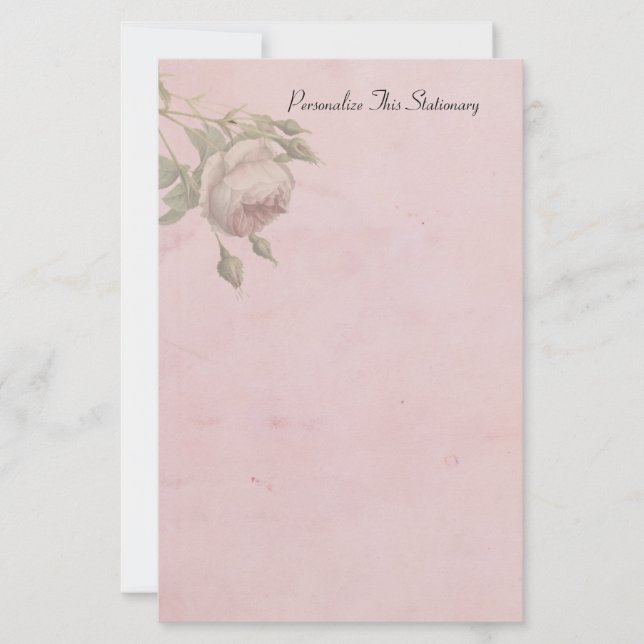 Vintage Rose Pink Personalised Stationery (Front)