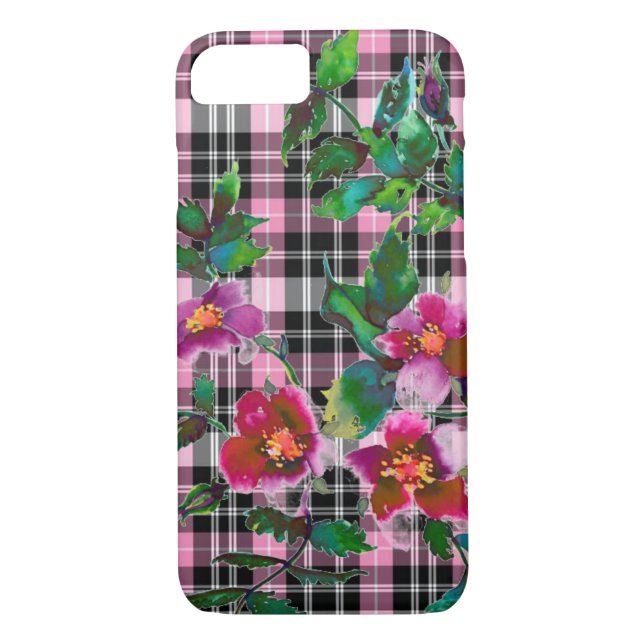 Vintage Rose - pink plaid Case-Mate iPhone Case (Back)