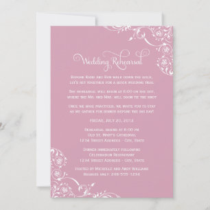 Vintage Rose Pink Wedding Rehearsal and Dinner Invitation