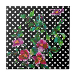 Vintage Rose polka-dots Tile