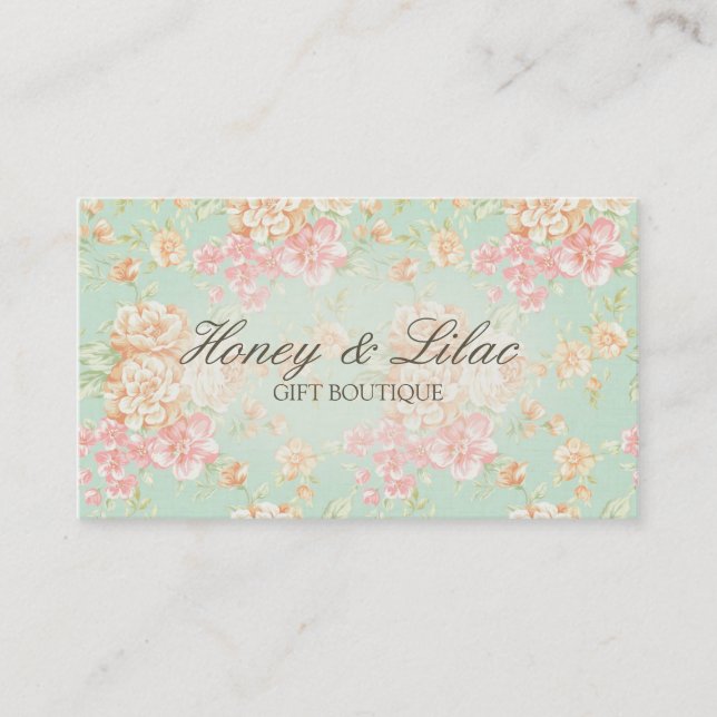Vintage Rose Print Floral Business Card (Front)