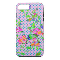 Vintage Rose - purple/blue polka-dots
