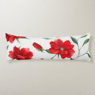Vintage Rose Red Flower Pattern Elegant Home Décor Body Cushion