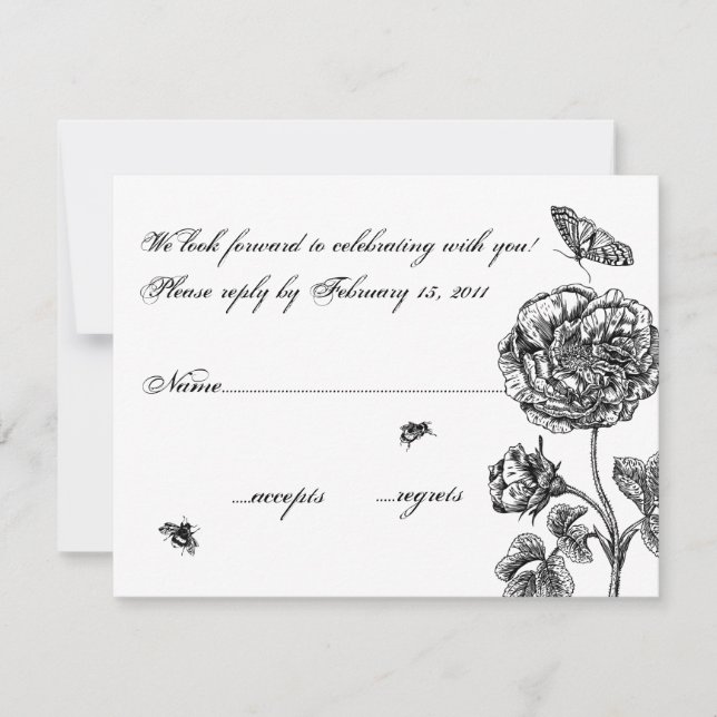 Vintage Rose RSVP Card (Front)