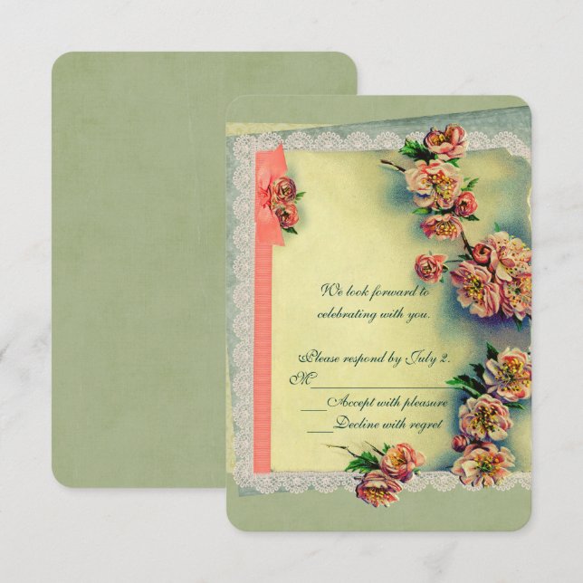 Vintage Rose RSVP Invitation (Front/Back)