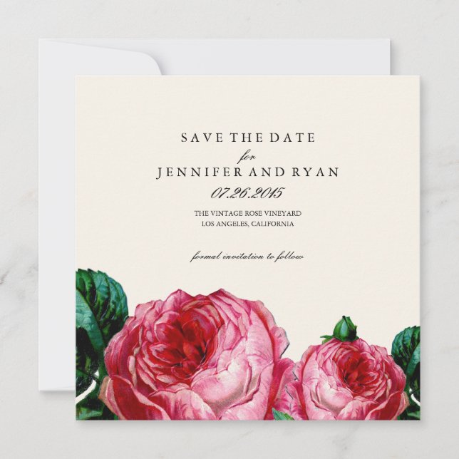 Vintage Rose Save the Date (Front)