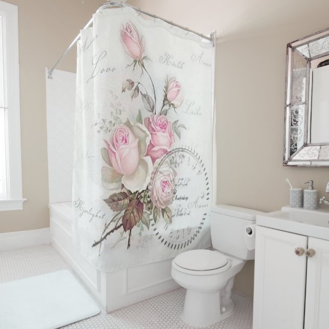 Vintage Rose Shower Curtain (In Situ)
