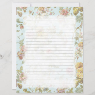Vintage Rose Stationery Lined Writing Paper