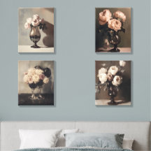Vintage Rose Still Life Wall Art Set – Elegant