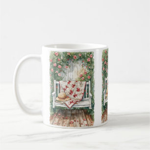 Vintage Rose Swing with Quilt Charm Coffee Mug