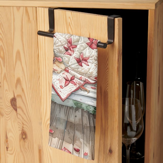 Vintage Rose Swing with Quilt Charm Tea Towel (Thirds Fold)