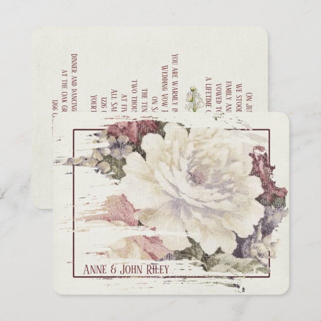Vintage Rose Tapestry texture Invitation (Front/Back)