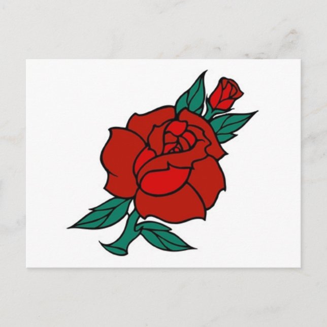 Vintage Rose Tattoo Postcard (Front)