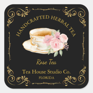 Vintage Rose Tea Square Label