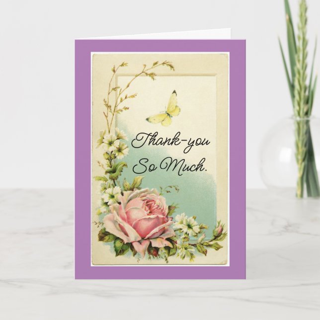 Vintage Rose Thank You Card (Front)