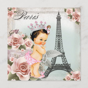 Vintage Rose Tower Paris Baby Shower Invitation