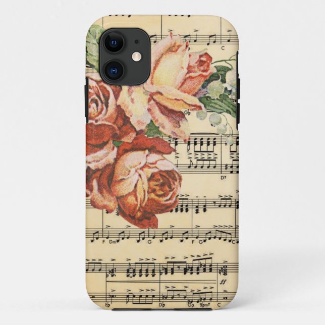 Vintage Rose Trio & Music Case-Mate iPhone Case (Back)