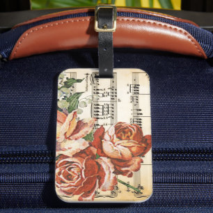 Vintage Rose Trio & Music Luggage Tag
