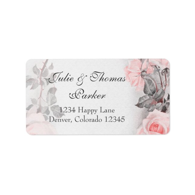 Vintage Rose Wedding Address Labels (Front)