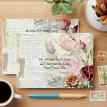 Vintage Rose Wedding Envelope