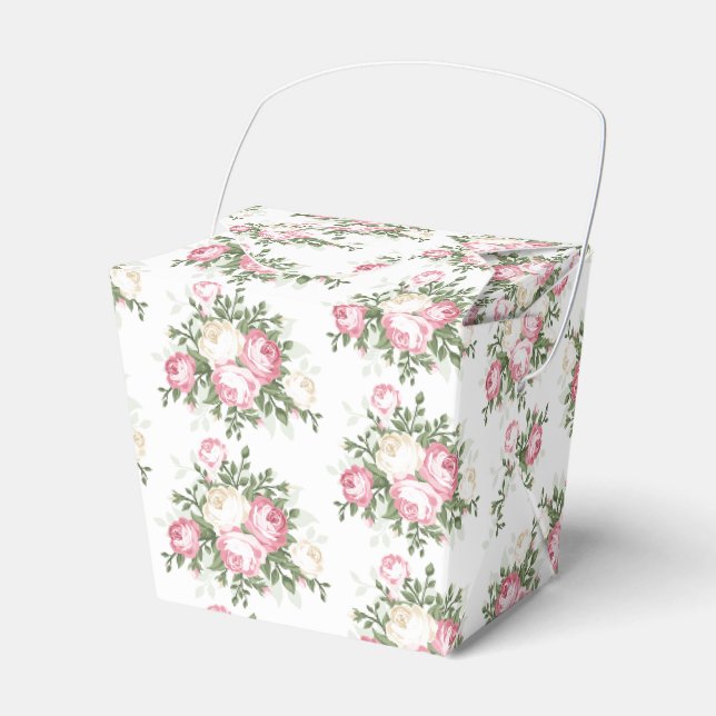 Vintage Rose Wedding Favour Box (Front Side)