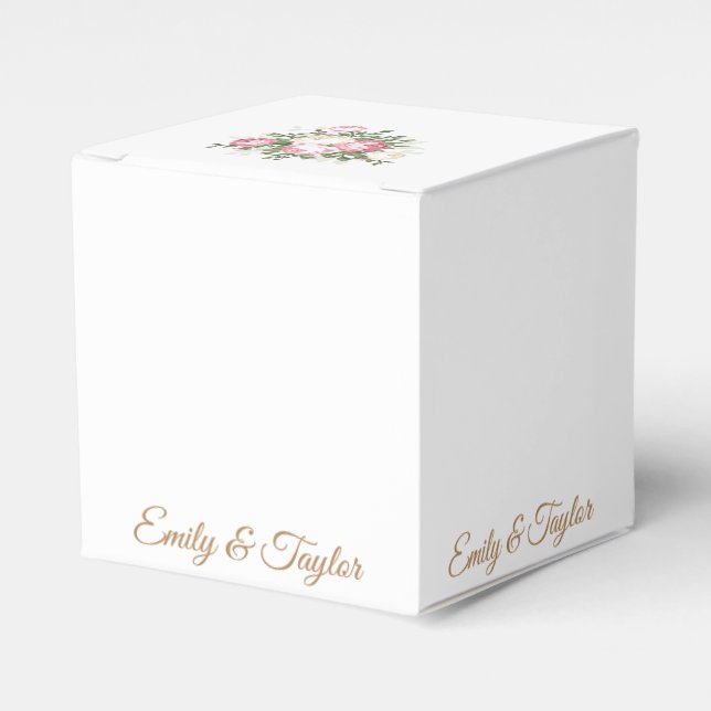Vintage Rose Wedding Favour Box (Front Side)