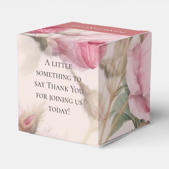 Vintage Rose Wedding Favour Box (Back Side)